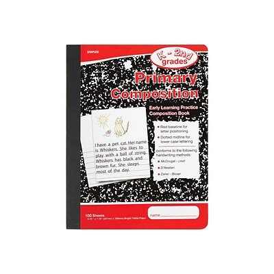 staples primary composition book|100 sheet composition notebooks.